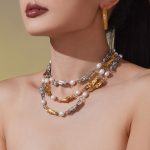 Heavy Industry Freshwater Pearl Shaped Stainless Steel Accessories Necklace Bracelet All-Match Jewelry Women's Light Luxury