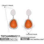 color: TXF564-Steel Color Orange Cat's Eye Stone Earrings
