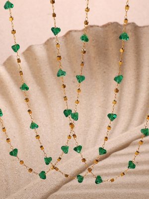New Necklace High-Grade Light Luxury Irregular Green Crystal Clavicle Chain Female
