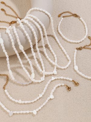 New Freshwater Stringed Pearls All-Match Necklace Bracelet Light Luxury Stainless Steel 18K Gold Plating Women