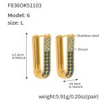 color: F836-6 Blue Color Zircon Earrings -Large