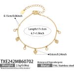 color: TXE242-Heart Shape Zircon Gold Bracelet -17+5cm