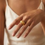 Retro Minimalist Curved Wide Glossy Ring Stainless Steel Plated 18K Kim Tong Qin Simple Bracelet Jewelry