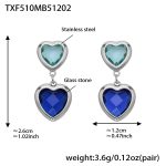 color: TXF510-Mixed Blue Faceted Stone Steel Color Earrings