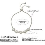 color: E305-White Zircon Steel Color Bracelet -23cm