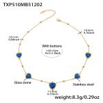 color: TXP510-Blue Color Faceted Stone Gold Necklace 42+5cm