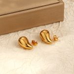 color: Stamped Polished Drop Earrings Steel Color