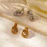 Earrings Light Luxury Personalized Design Multi-Layer Circle Earrings All-Match Temperament Earrings Stainless Steel Spring