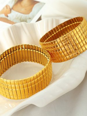 Simple Square Plaid Bracelet Stainless Steel Gold Plated 18K Non-Fading Metal Cuban Link Chain All-Match