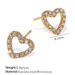 color: EH893WEG White Rhinestone Gold Stud Earrings