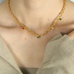 color: XL49 Gold Square Copper Necklace