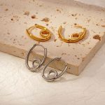 INS Geometric Ellipse Stainless Steel Ear Clip Women's 18K Gold Plating Knotted Personalized Earrings