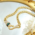 Non-Fading High Street Rock Hip Hop Inlaid Zircon Snake Head Necklace Accessories