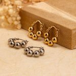Geometric Stainless Steel Non-Small Steel Ball Earrings Women's Simple round Gold-Plated Earrings