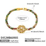 color: E452-Multicolor Zircon Large Flower Gold Bracelet -17.5cm