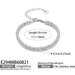 color: E294-White Zircon Steel Color Bracelet -18+5cm
