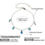 color: TXE065-Blue Zircon Steel Color Bracelet -17+5cm