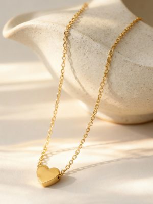 Small Love Pendant Extremely Fine Stacked with Necklace Stainless Steel 18K Gold Plating Clavicle Chain
