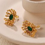 New Style Glass Stone Earrings Temperament Entry Lux Flower Shape Exaggerated Earrings