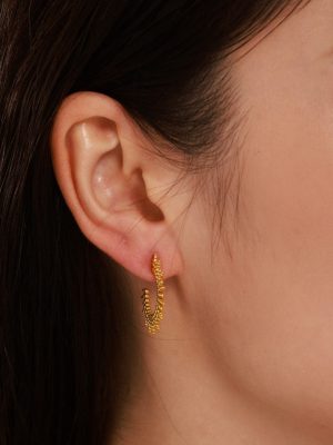 C- Shaped Sun Light Radiation Earrings New Fashionable Earrings Stainless Steel PVD Electroplated 18K Real Gold Ornament