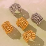 Heavy Industry Multi-Layer Steel Ball Chain Stitching Ring Geometric Open Ring Fashionable Ornament
