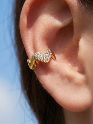French Love Wave Design Earring Ear Clip Stainless Steel 18K Gold Plated Ornament