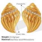 color: EH672WEG White Rhinestone Gold Earrings