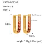 color: F836-5 Red Color Zircon Earrings -Large