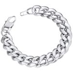 color: 6mm Wide Round Polished Square Buckle / size: 18cm Stainless Steel Bracelet
