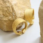 Open Geometric Non-Fading Multi-Layer Line Half Circle Ring Female Gold-Plated Copper Jewelry
