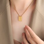 color: P1506-B Letter Gold Necklace -40+5cm