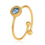color: Round Zircon Ring Sapphire Blue / size: Open Adjustable