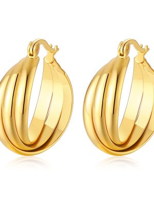 Stainless Steel Multi-Layer Earrings Women's Ins Cold 18K All-Match Earrings