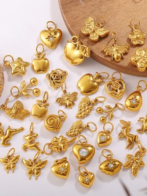 Creative Gold Mini DIY Butterfly Love Pendant Collection Stainless Steel 18K Gold Plating Small Accessories