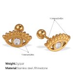 color: EH993WEG White Rhinestone Gold Stud Earrings