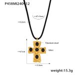 color: P458-Gold Black Glass Necklace