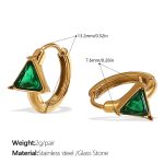 color: EH1065GNG Green Stone Gold Small Hoop Earrings