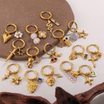 New Sweet DIY Cross Pearl Pendant Earrings Stainless Steel Plated 18K Gold Inlaid Rhinestone Jewelry