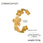 color: Z186-Gold Flower Open Bangle