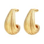 color: Cast Straight Grain Drop Earrings Gold MS-230