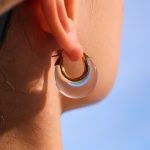 color: F998-Transparent Resin Gold Earrings