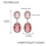 color: F957-Mixed Pink Faceted Stone Steel Color Earrings