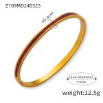 color: Z109-Gold Red Rhinestone Bangle