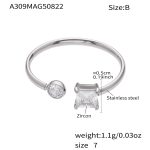 color: A309-B Steel Color Cube Zircon Ring