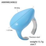 color: A889-Steel Color Blue Enamel Ring / size: US 7