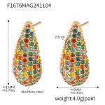 color: F1676-Gold Mixed Colors Zircon Earrings