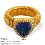 color: JZ50 US Size 8# Cobalt Blue Zircon Gold Ring