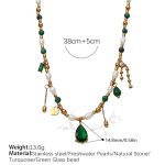 color: XL165G Natural Turquoise Gold Necklace