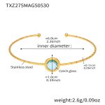 color: TXZ275-Gold Imported Czech Pale Blue Glass Stone Bangle