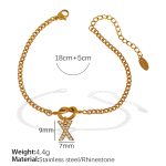 color: SL100 White Rhinestone X Gold Bracelet